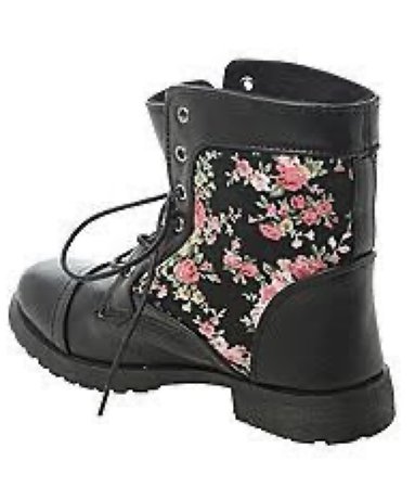 floral printed combat boots