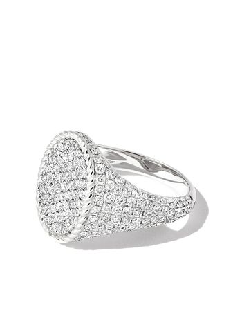Yvonne Léon 18kt White Gold Diamond Signet Ring - Farfetch