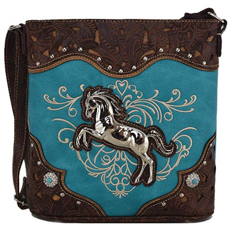 Western Cowgirl Style Horse Cross Body Handbags Concealed Carry Purses Country Women Single Shoulder Bag (Turquoise): Handbags: Amazon.com