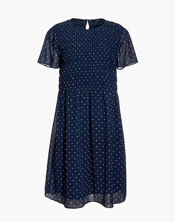 Georgette Smock-Top Mini Dress in Polka Dot