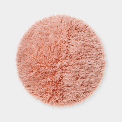 Round Fluffy Pink Rug
