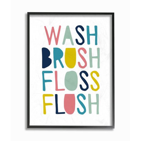 The Kids Room by Stupell Wash Brush Floss Flush Typography Framed Giclee Texturized Art, 11 x 1.5 x 14 - Walmart.com - Walmart.com