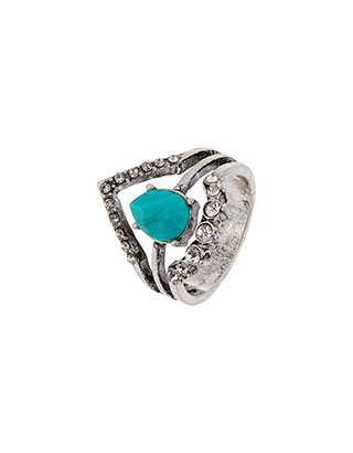 Turquoise Crystal Tier Ring