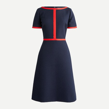 J.Crew: Short-sleeve Matelassé Dress With Contrast Piping For Women