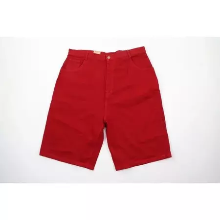 Vintage | Shorts | Nos Vintage 9s Streetwear Mens Size 40 Baggy Loose Fit Denim Jean Shorts Red | Poshmark