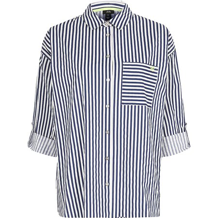 Navy stripe chest pocket shirt - Shirts - Tops - women