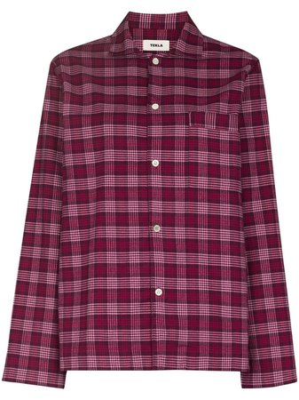TEKLA flannel checked pajama shirt - FARFETCH