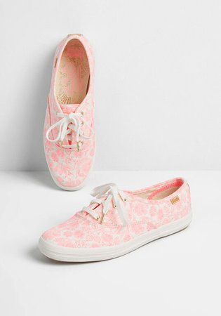 Keds Spring Into Action Canvas Sneaker Neon Pink Floral | ModCloth
