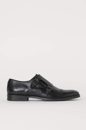 Leather Monkstrap Shoes - Black
