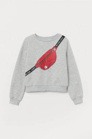Sweatshirt with Printed Design - Gray melange - Kids | H&M US