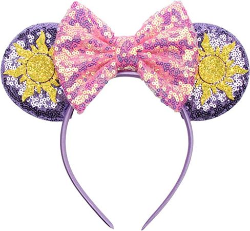 Amazon.com: Mouse Ears Headband Sequin Cosplay Costume Purple Ears Pink Bow Headwear for Women Girls Birthday Princess Party Holiday Theme Park Favor Decorations Hair Accessories : Clothing, Shoes & Jewelry