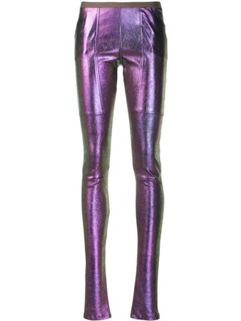 Purple Rick Owens Metallic Skinny Trousers | Farfetch.com