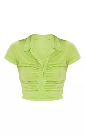 lime green collared acetate shirt