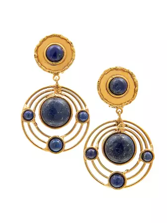 Shop Sylvia Toledano Ellipse 22K Goldplated Lapis Drop Earrings | Saks Fifth Avenue