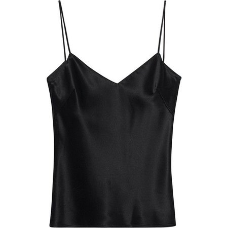 GALVAN LONDON V Neck Camisole Black // Satin camisole top found on Polyvore featuring tops, spaghetti strap cami, v-neck top, v… | Top Fashion Products in 2018…