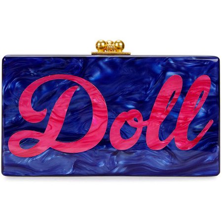 Edie Parker Jean Doll pearlescent blue clutch