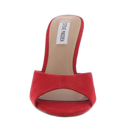 Shop Steve Madden Womens Erin Fabric Peep Toe Special Occasion Mule Sandals - On Sale - Overstock - 28452448 - Red Suede - 7.5