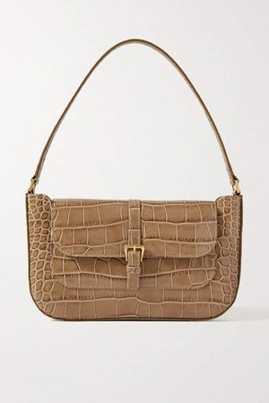 Miranda Croc-effect Leather Shoulder Bag - Taupe