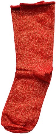Amazon.com: Hue Women's Metallic Roll-Top Socks one pair (Deep Red w/Gold): Clothing