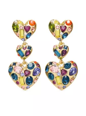 Oscar De La Renta Gemstone Heart Drop Earrings - Farfetch