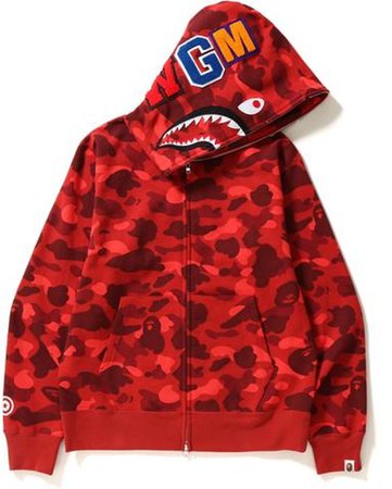 Bape shark hoodie red