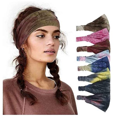 Amazon.com : Olbye Boho Headbands Women Wide Hairbands Elastic Turban Head Wraps Tie Dye Hair Bands Bandana Colorful Head Band Cover Workout Yoga Hair Band Hair Accessories for Women and Girls 8Pcs : Beauty & Personal Care