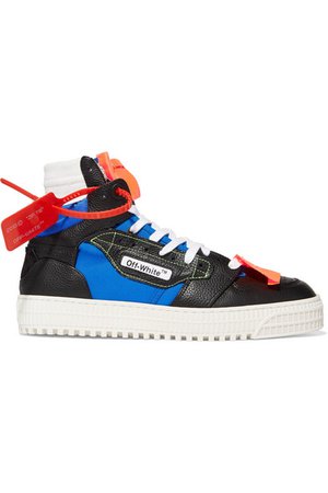 Off-White | Off-Court logo-embellished canvas, leather and suede high-top sneakers | NET-A-PORTER.COM