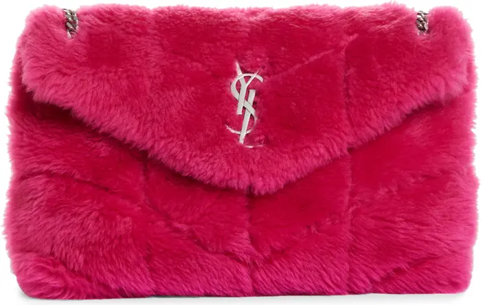 pink YSL fur bag