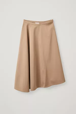 ASYMMETRIC ORGANIC COTTON A-LINE SKIRT - beige - Skirts - COS US