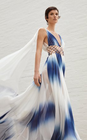 Cut-Out Tie-Dye Silk Gown by Oscar de la Renta | Moda Operandi