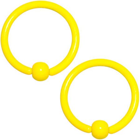 16 Gauge 3/8 Yellow Glow in the Dark BCR Captive Ring Set of 2 – BodyCandy