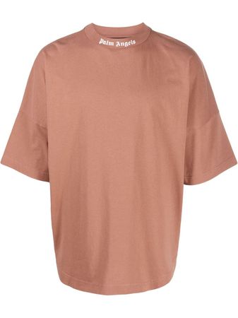 Palm Angels logo-collar crew-neck T-shirt - Farfetch