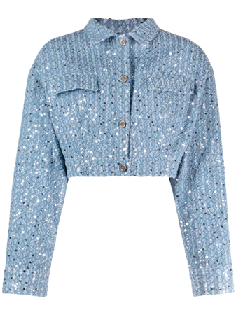 ROTATE embellished cropped denim jacket