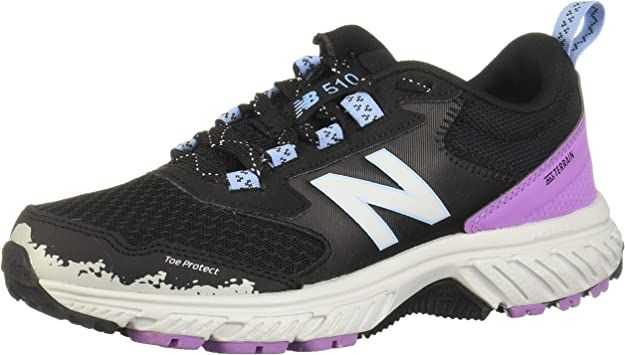 Amazon.com | New Balance Women's 510 V5 Trail Running Shoe, Black/Light Aluminum/Neo Violet, 7 Wide | Road Running