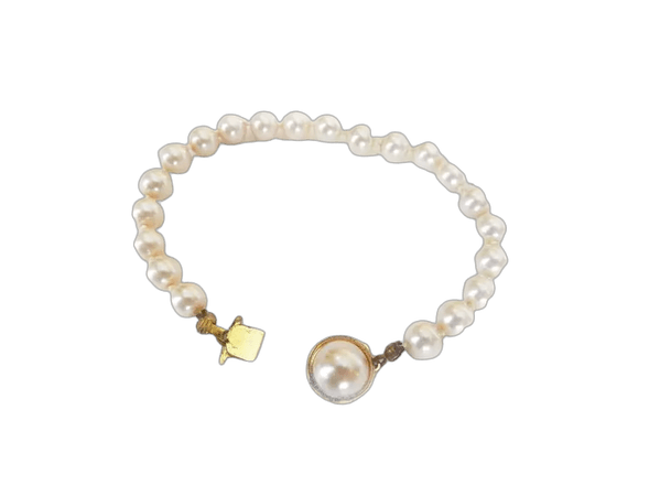 1960s Vintage Blush Pink Pearl Bracelet, Knotted Glass Faux Pearl Wedding / Bridal Bracelet Jewelry