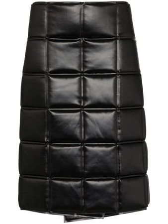 Bottega Veneta Quilted Wrap Knee-Length Skirt 590609VKE70 Black | Farfetch