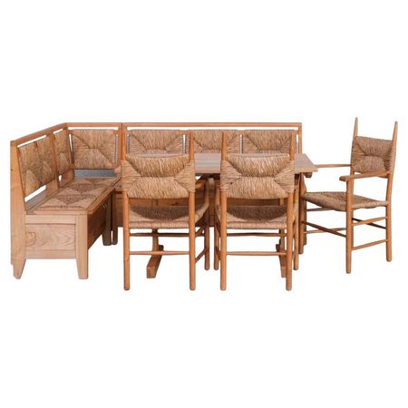 Mid-Century Rush Kitchen Table, Bench and Dining Chair Set For Sale at 1stDibs