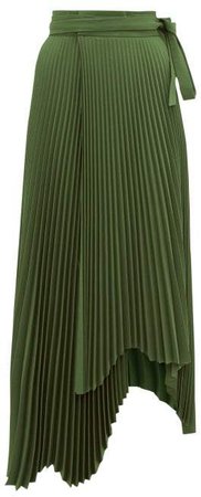 Doric High Rise Pleated Midi Skirt - Womens - Dark Green