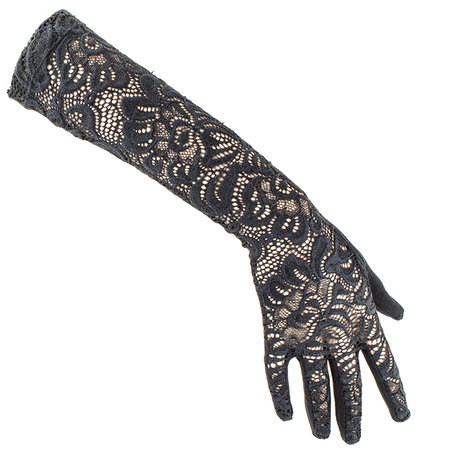Long Black Fine Lace Gloves – Black.co.uk