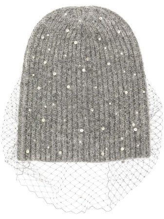 Shop Jennifer Behr crystal-scattered voilette beanie with Express Delivery - FARFETCH