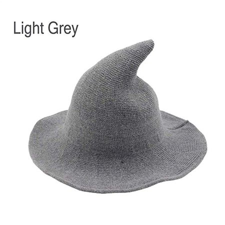 Amazon.com: GOOCHEER Halloween Wool Witch Hat Wide Brim Foldable Pointed Cap Headwear Fancy Costume (22.4 inch, Light Grey): Clothing