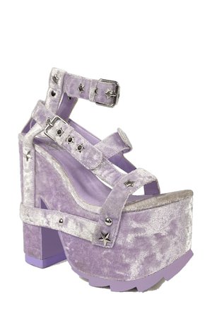 NIGHTCALL Pastel Lavender Velvet Platform Heels - YRU