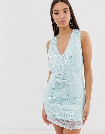 The Girlcode sequin mini dress in mint | ASOS