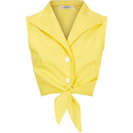 Yellow Tied Cropped Blouse