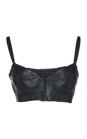 Dundas Cropped Leather Bustier Top In Black
