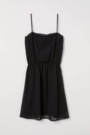 Sleeveless Chiffon Dress - Black