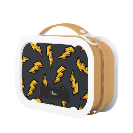 Cute Lightning Bolt Pattern | Add Your name Lunch Box | Zazzle.com