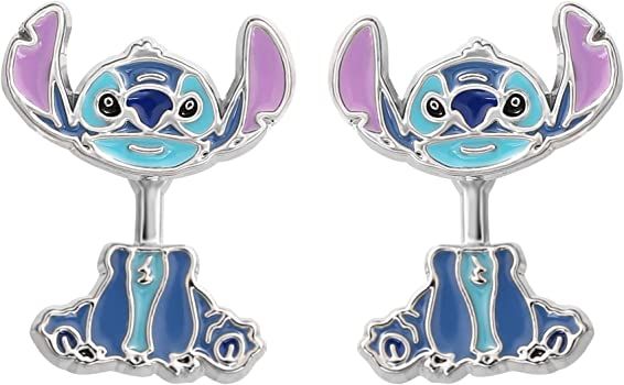 Amazon.com: Disney Lilo and Stitch Jewelry, Blue Enamel Stitch Stud Earrings: Clothing, Shoes & Jewelry