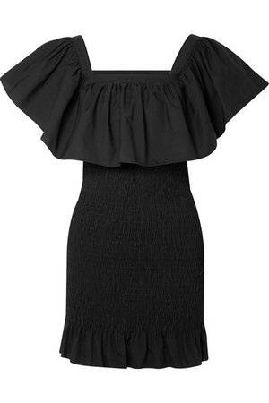 Solid & Striped | Ruffled smocked cotton-poplin mini dress | NET-A-PORTER.COM