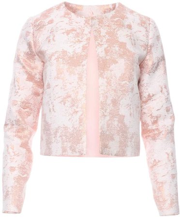 Zalinah White - Nour Classic Cropped Blazer In Cosmetic Rose Gold Brocade